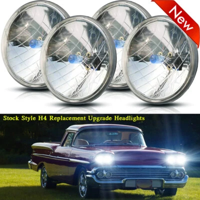 For 1958-1975 Chevy Impala El Camino 4PCS 5.75" 5 3/4 HID Headlights Hi/Lo Beam - Image 1 of 4