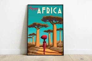 Africa travel poster, Africa retro print, Africa travel wall decor, gift - Picture 1 of 6