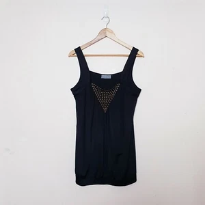 Sheike Top Womens 14 Black Tank top beaded front detail Shirt - Picture 1 of 6