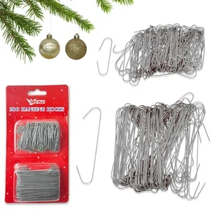 Silver Hanging Hooks-200PK,Easy Fix Baubles Metal Hooks for Christmas Decoration - Picture 1 of 8