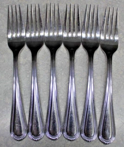 Set of 6 Oneida Countess Stainless Steel 7 7/8" Beaded Salad Forks - Picture 1 of 4