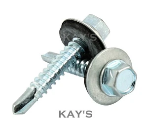 SELF DRILLING TEK SCREWS WITH SEALING WASHERS ZINC PLATED CLADDING ROOFING - Picture 1 of 4