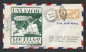 US 1934 ZEPPELIN COVER US NAVY STATION MARINE BASE IN SAN DIEGO - Picture 1 of 2