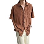 Men Loose Fit Shirt Crocheted Cutout Men's Retro Hollow Out See-Through Party