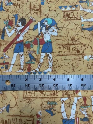 Cranston Print Works Egyptians Figures Cairo 100% Cotton 56"x1 2/3 Yard Swartz - Image 1 of 4