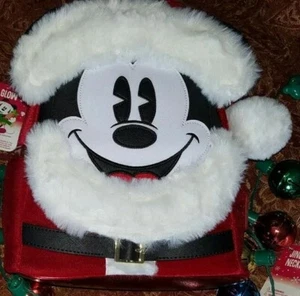 NWT Disney Parks Loungefly Santa Mickey Mouse Christmas Mini Backpack Holiday - Picture 1 of 12