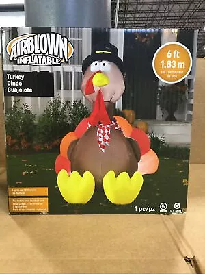 NEW !! Gemmy Airblown Prelit Turkey Inflatable Thanksgiving Decoration