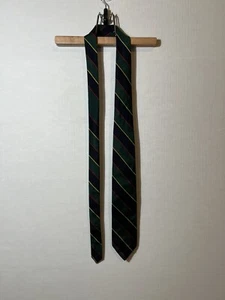 CORBATA HOMBRE VINTAGE CUELLO GALLO CLÁSICA VERDE Y NEGRO RAYAS 100% SEDA - Imagen 1 de 10