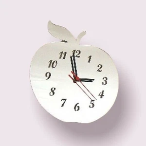 Apple Shaped Silent Tick Acrylic Clocks - Many Colours, Bespoke Made - Picture 1 of 7