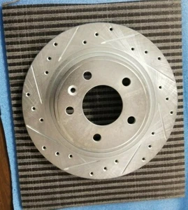 Dynamic Friction 631-45045L Drilled and Slotted Silver Zinc Brake Rotor - Picture 1 of 1
