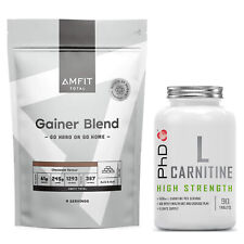 Protein Powder Chocolate 3KG Amfit Gainer + PHD L-Carnitine 90 Caps