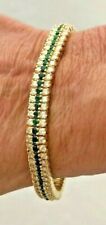 14K Diamond & Emerald Tennis Bracelet Flex Line 4.56ct tw Dia, 2.28ct Em, 23gr