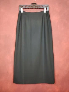 Vintage Eddie Bauer Wool Blend Black Midi Skirt 8 Petite Classic Pleated Quality - Picture 1 of 6