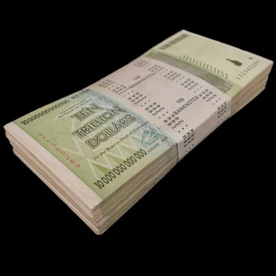 Zimbabwe 100 x 10 Trillion Dollar 2008 - Pick- 88 - Bundle 100 PCS – USED - Image 1 of 2