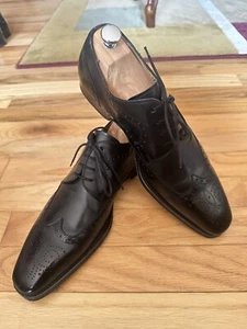 Magnanni Sergio Budapester Oxford schwarz Leder elegante Schuhe Herren Größe 8 M - Bild 1 von 6