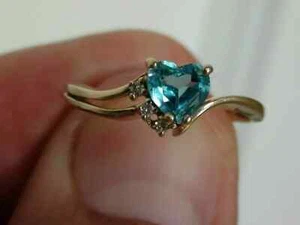 2Ct Heart Shape Aquamarine Solitaire Pretty Engagement Ring 18K Yellow Gold Over - Picture 1 of 4