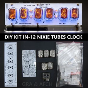 KIT Nixie Tube Clock IN-12 12/24H RGB USB Musical Sockets Tubes Acrylic Stand - Picture 1 of 9