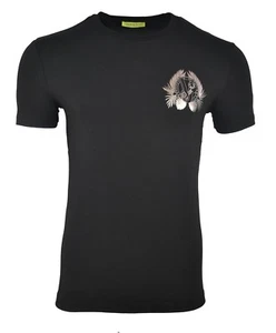 Versace Jeans T-Shirt Black Silver VJ Tiger Chest Logo Top Men Slim Size Small S - Picture 1 of 4