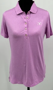 Peter Millar Womens Short Sleeve Button Polo Shirt Medium Purple Knit Stretch - Picture 1 of 16