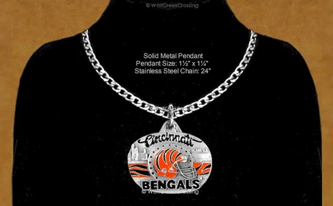 NEW CINCINNATI BENGALS STAINLESS STEEL NECKLACE NFL FOOTBALL SPORTS FREE SHIP 0' Cover