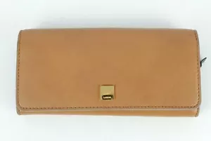 Lodis Brown Leather Women's Wallet Fold 7 3/4" Inches with Snap Closure - Picture 1 of 9