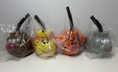 Set of 4 Zoo Animal Reusable BPA-Free 6.5" 14 oz Plastic Cups with Lids & Straws - Image 1 of 4