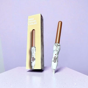 Mini varita rizadora de viaje FoxyBae mármol blanco oro rosa nueva en caja - Imagen 1 de 22