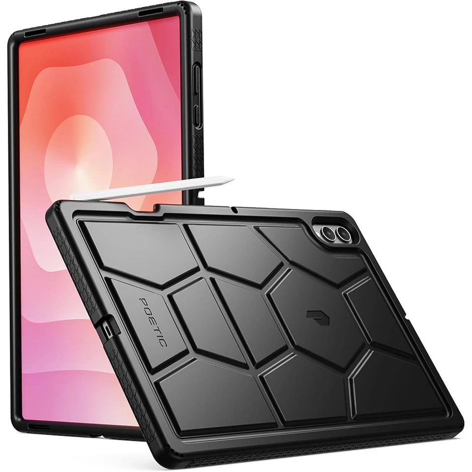 For Galaxy Tab S11 Ultra Case Poetic With Pen Holder Silicone Cover Black