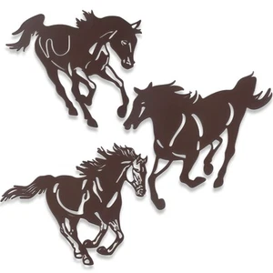 Metal Horse Wall Art Decor 3 Pcs Rustic Concise Western Horse Decoration Gall... - Picture 1 of 7