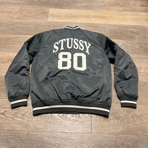 Stussy 80 Nylon Bomber Varsity Jacket Snap Size Medium Excellent Condition - Picture 1 of 13