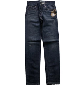 Dolce & Gabbana Jeans Mens 34 Blue 14 Gold Label Dark Embroidered Pocket Watch - Picture 1 of 11