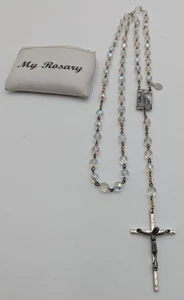 Vintage Relic Rosary Faceted Iridescent Glass Beads Extra Strong Made in Italy - Picture 1 of 10
