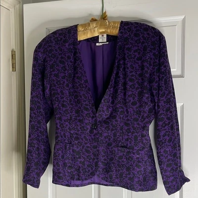 Emanuel Ungaro 紫色花卉西装外套女式 6 码 — 第 1/4 张图片