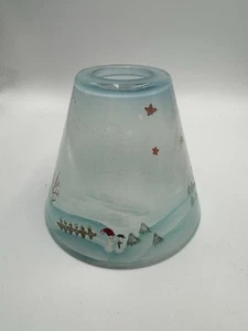 Vintage Glass Shade Candle Shade/Topper Winter Snow Forest Scene Preowned - Picture 1 of 8