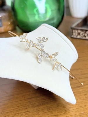 Gold Butterfly Headband with Crystal Accents – Dainty & Elegant Hair Accessory - Image 1 of 4