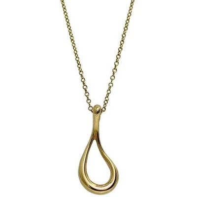 Tiffany Open Teardrop Necklace f 22223 Yellow Gold YG Elsa Peretti New - Image 1 of 4