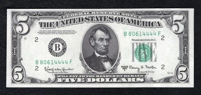 FR. 1966-B 1950-E $5 FRN FEDERAL RESERVE NOTE NEW YORK, NY GEM UNCIRCULATED - Image 1 of 2