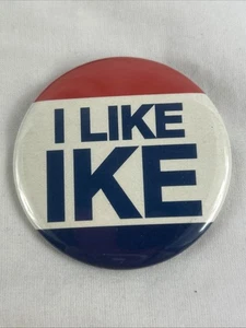 I Like Ike Eisenhower Pinback Button Red White Blue Vintage 1950s Pin - Picture 1 of 3