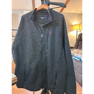 US Polo Assn. 2XT Giacca Maglione Grigio Full Zip Uomo Activewear - Foto 1 di 5