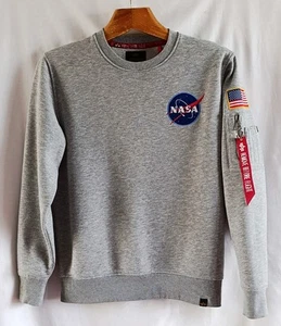 Alpha Industries NASA Sudadera S Pequeña Para Hombre Suéter Para Hombre Gris Algodón Jersey - Imagen 1 de 5