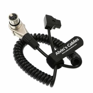 XLR 4-Pin Female Right Angle to D-Tap Coiled Power Cable for ARRI Camera Monitor - Picture 1 of 4