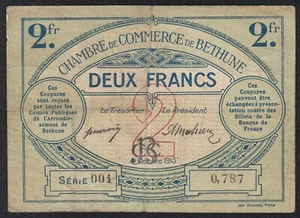 FRANCE BANKNOTE 'CHAMBRE COMMERCE DE BETHUNE' - 2 FRANCS - 1915 - P26 - F 🇫🇷 - Picture 1 of 3