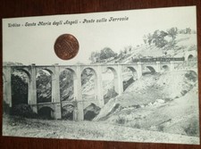 Cartolina d'epoca paesagg Italia Marche Urbino S Maria Angeli Ponte Ferrovia