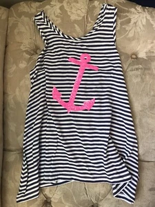 WILLOW BLOSSOM- Striped Tank Top With Hot Pink Sequin - Girl Size M ( 10-12) - Picture 1 of 2