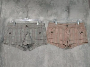 American Eagle Shorts Womens 8 Plaid Cuffed Low Rise Cotton Lot of 2 - Picture 1 of 9