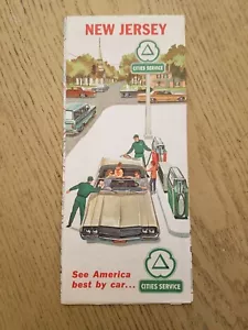 VTG 1964 Cities Service Gas Oil New Jersey State Highway Road Map Citgo NY Fair - Picture 1 of 5