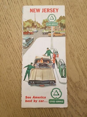 VTG 1964 Cities Service Gas Oil New Jersey State Highway Road Map Citgo NY Fair - Image 1 of 4