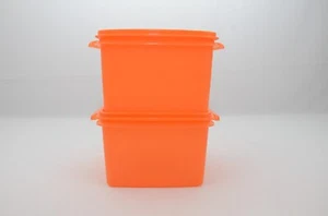 Tupperware Square Away with Handle 8 cup Capacity Orange Set of 2 New - Picture 1 of 6