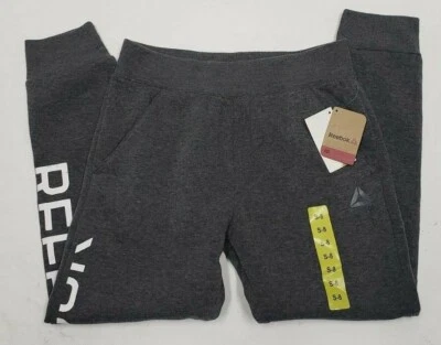 Pantalones deportivos para correr Reebok de ajuste regular gris pequeño 8 para niños Foto 1 de 4