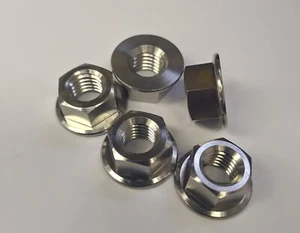 5x Titanium M8 Flange Nuts Light Weight - Picture 1 of 1